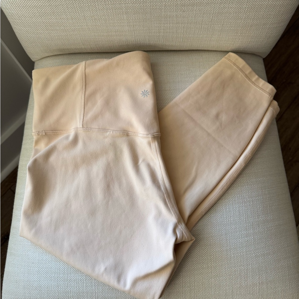 Athleta Elation Ultra High Rise 7/8 Leggings Cream Peach | Size L | Like New